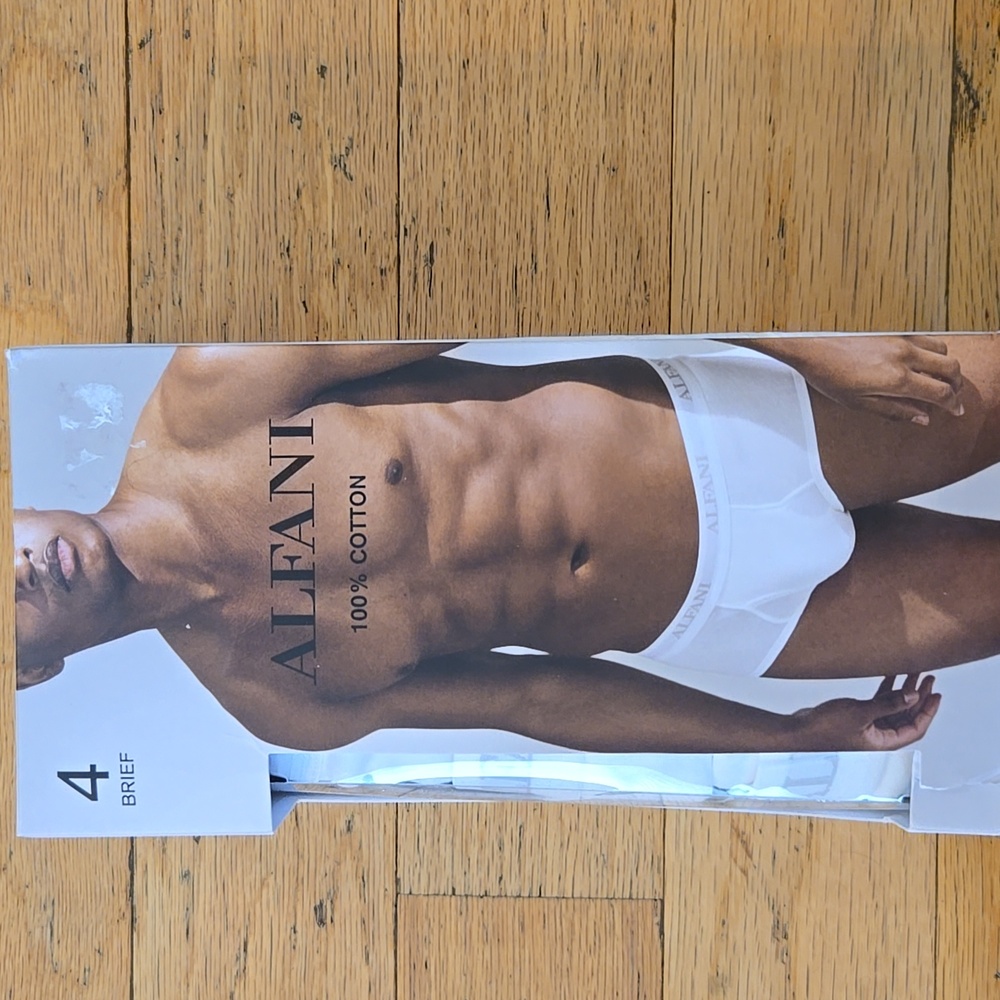 ALFANI White 4 Pack 100% Cotton Fly Pouch Briefs Underwear Size Small
